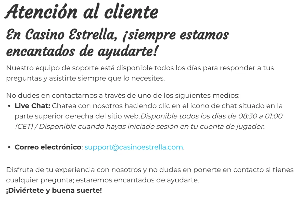 Casino Estrella Atención al Cliente Casino Estrella Atención al Cliente
